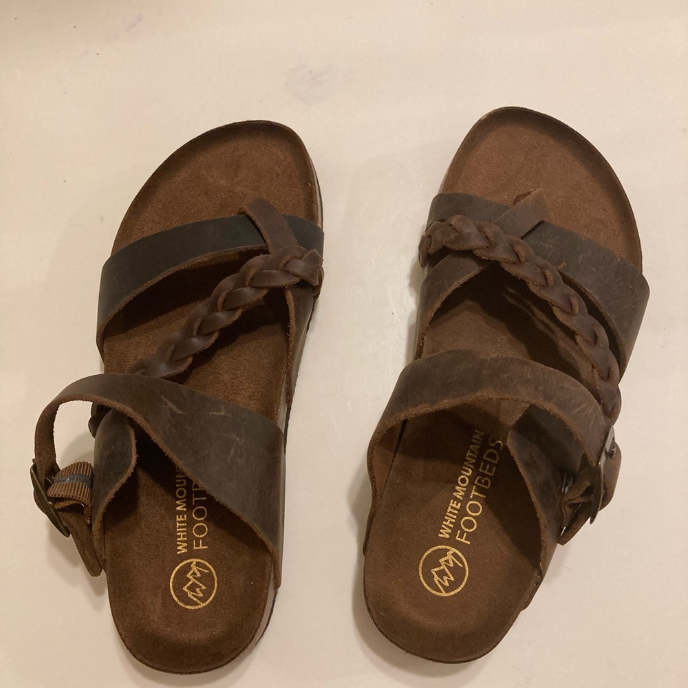 White Mountain Tan Thong Cork Footbeds Sandals New with Box